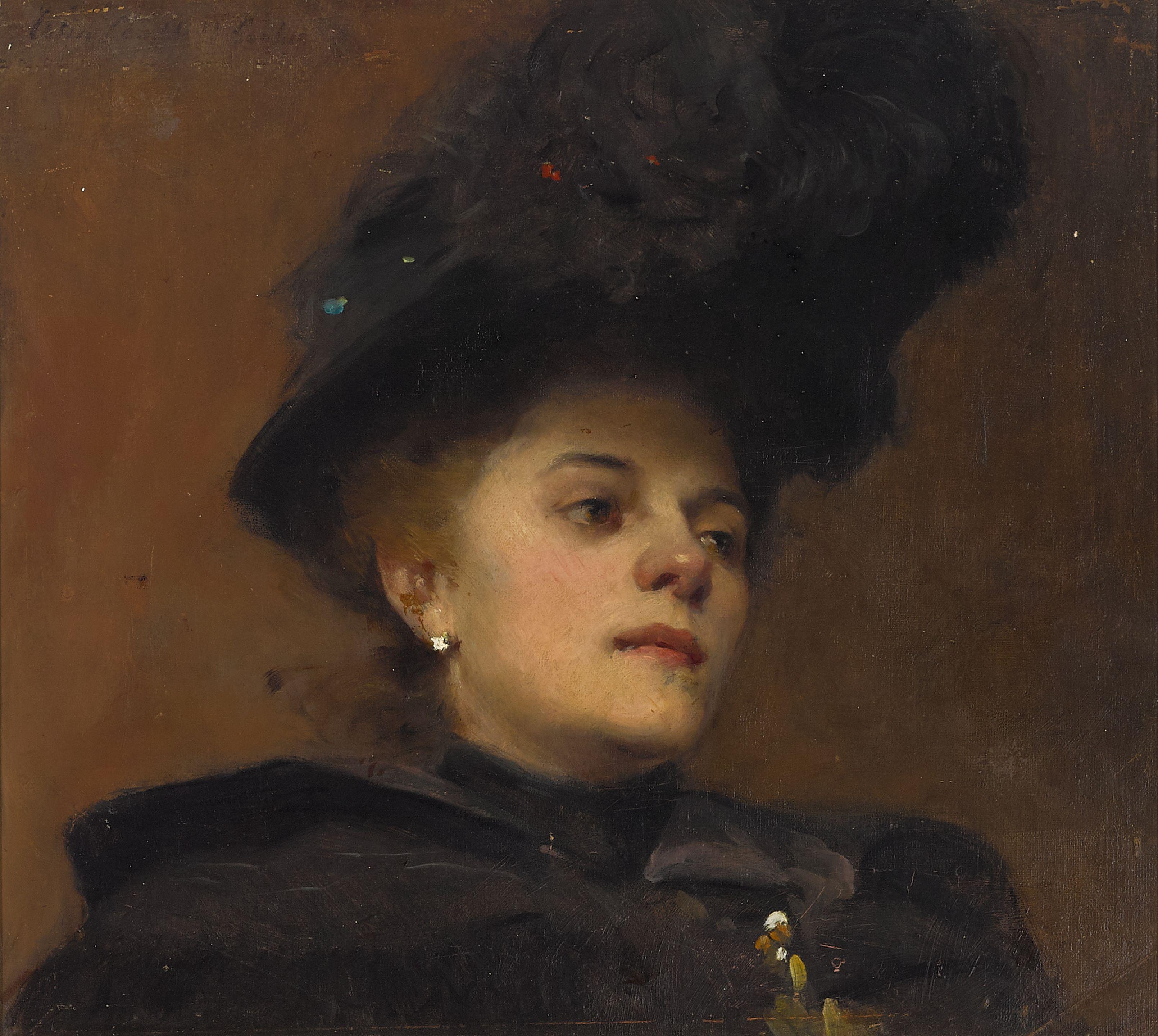 Colin Campbell Cooper - Portrait of a Woman with a Large Hat