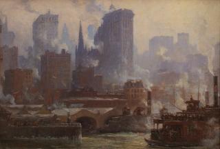 Colin Campbell Cooper - The Wall Street Ferry Slip (The Ferries, New York)