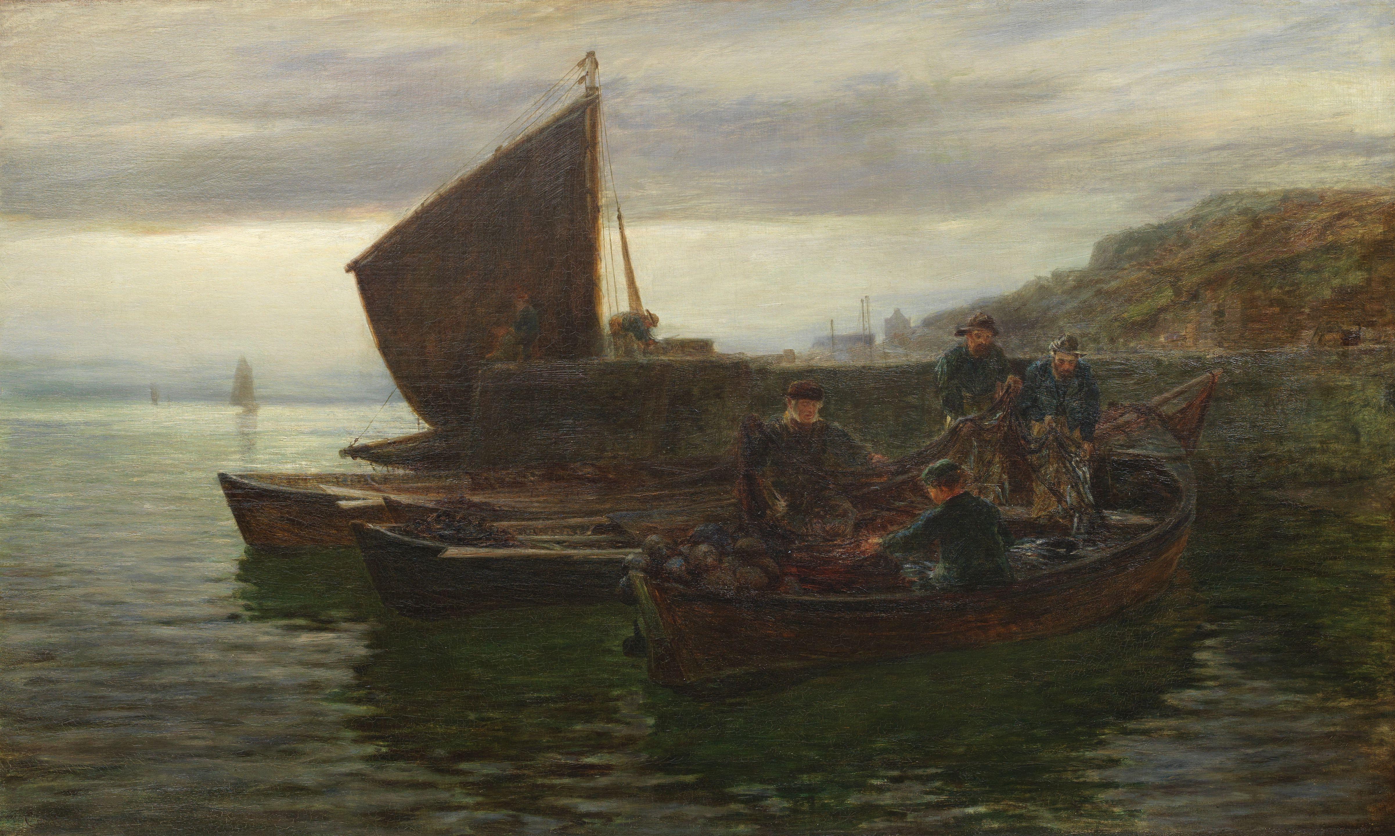 Colin Hunter, ARA RI RSW RE - Emptying nets