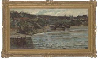 Colin Hunter - Fishing boats moored on the shore