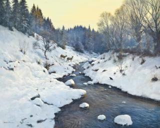 Colin W. Burns - Winter at Bolton Abbey, Yorkshire