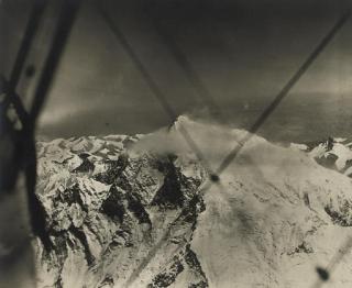 Colonel Latham Valentine Stewart Blacker - The Houston Westland Mount Everest Flight: \'Almost immediately over Lhotse (in foreground), showing its tremendous southern cliffs. Mount Everest beyond and, in the background, Tibetan mountains\'