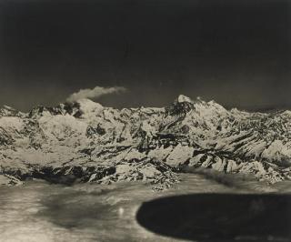 Colonel Latham Valentine Stewart Blacker - The Houston Westland Mount Everest Flight: \'Mount Everest (left) and Makalu seen over the tail of the aeroplane, taken on return from the second flight\'