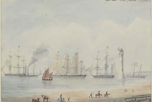 Colonel William Markham - Light Airs, The Rock Channel And Lighthouse, On The River Mersey
