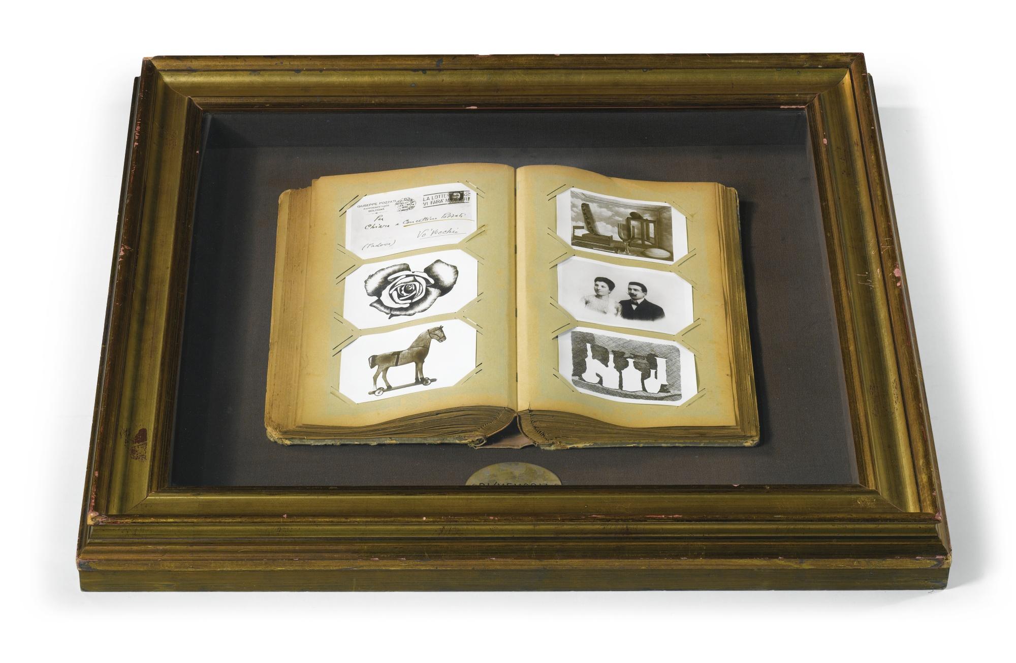 Concetto Pozzati - Ri-Memoriasigned, Titled And Dated 1978 On The Reverse, Book And Photographs On Panel. Executed In 1978