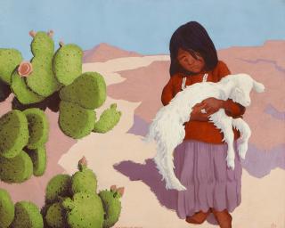 Conrad Buff - Navajo Child and Lamb