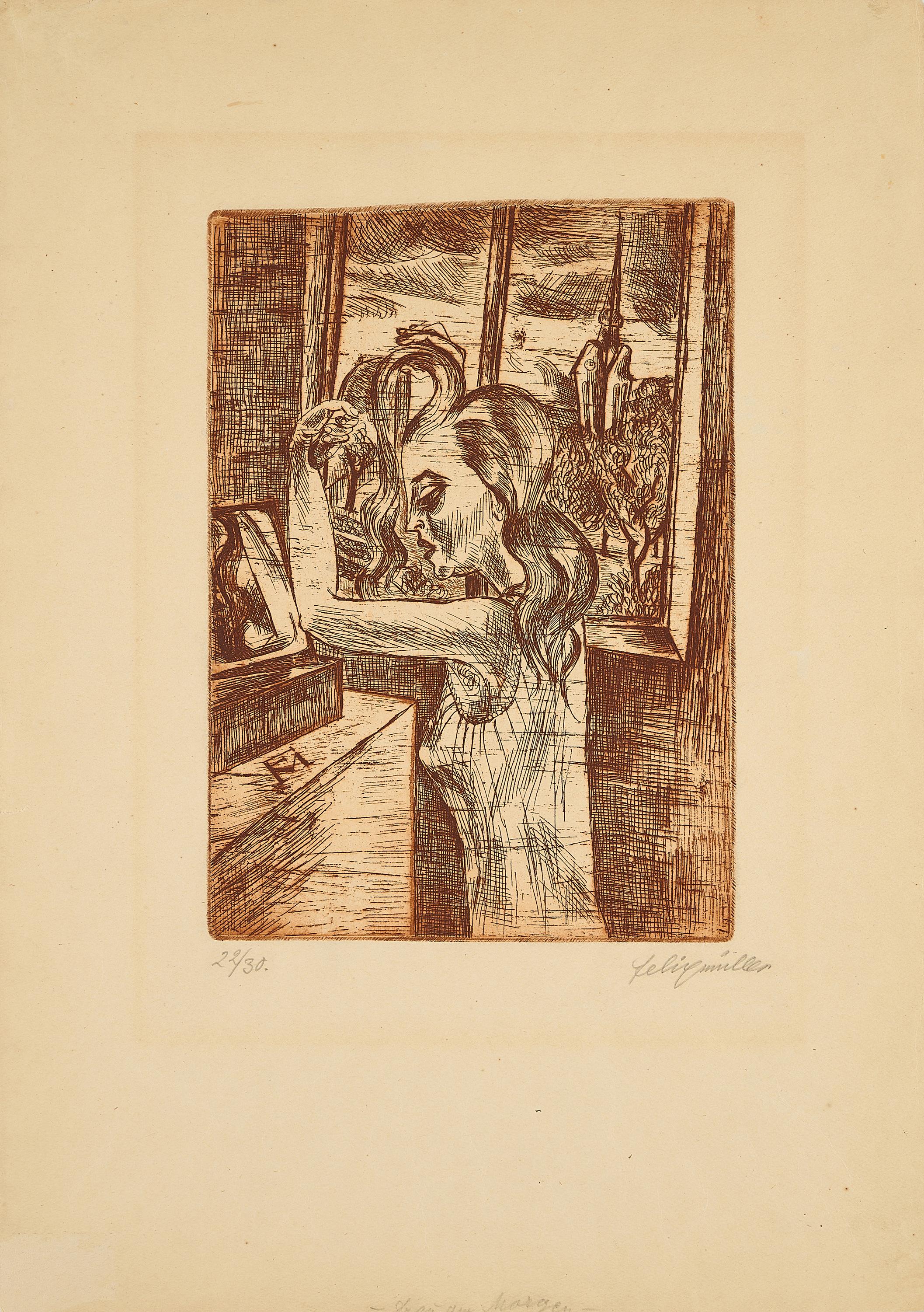 Conrad Felixmüller - Frau am Morgen - Das Kämmen.