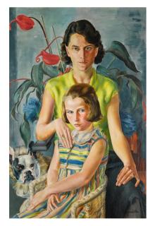 Conrad Felixmüller - Frau Ernstine Scherlag Mit Ihrer Tochter (Mrs Ernstine Scherlag With Her Daughter)