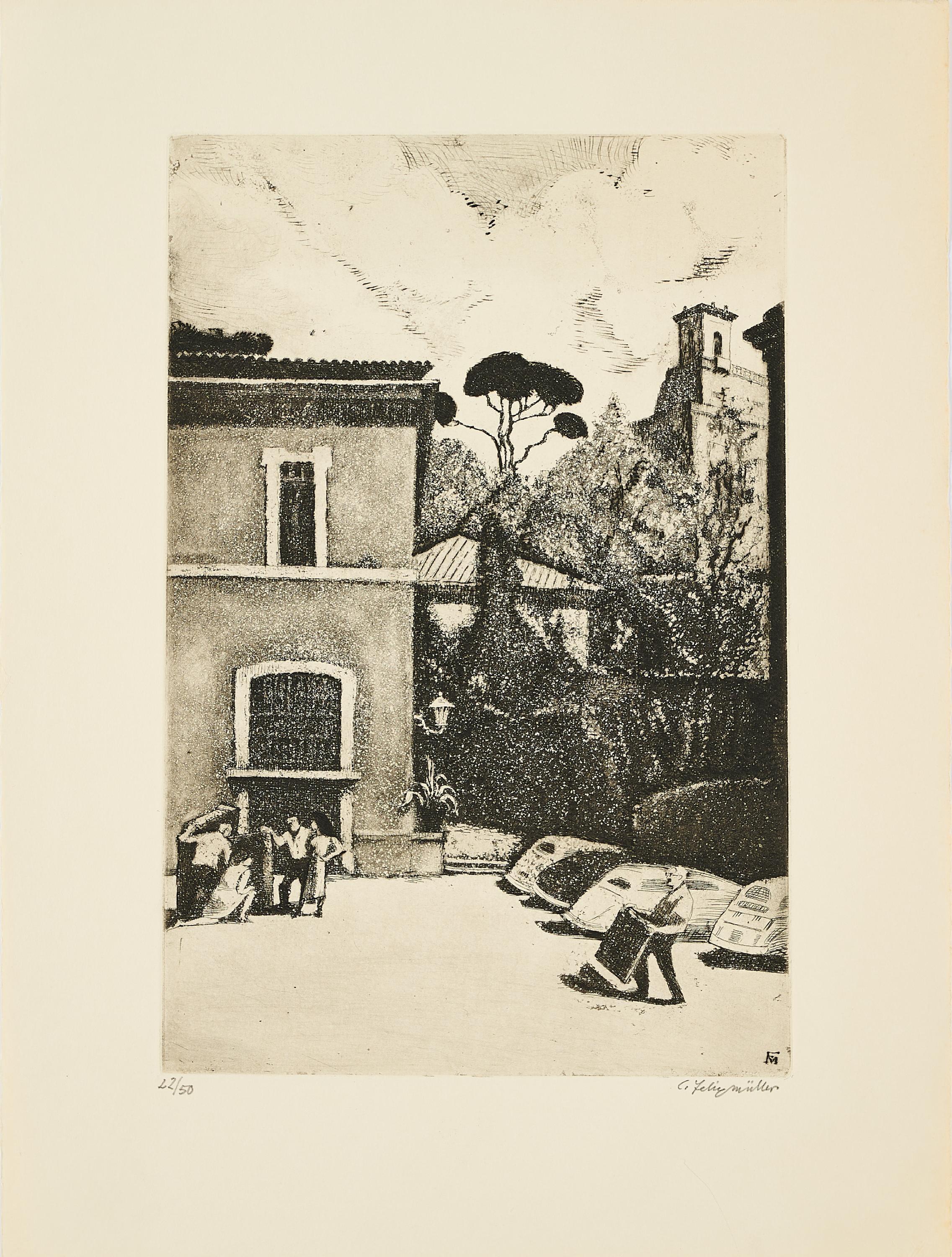 Conrad Felixmüller - Hinterhofszene.