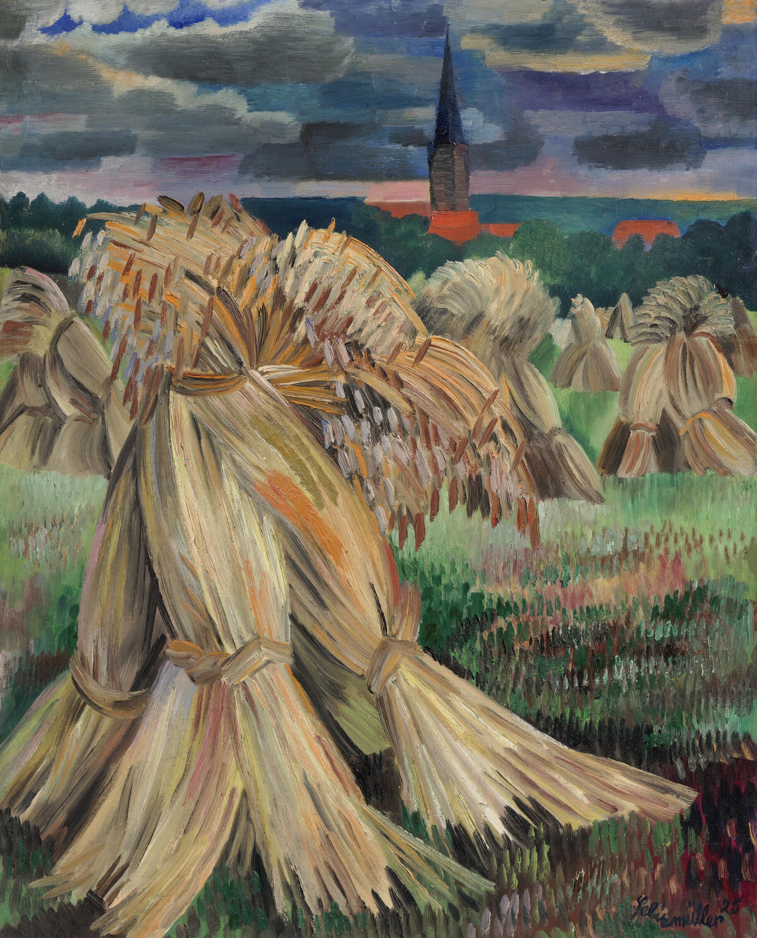 Conrad Felixmüller - Kornpuppen in trüber Landschaft (Klotzsche)