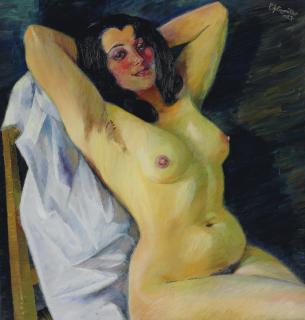 Conrad Felixmüller - Schwarzhaarige, Halbakt (Die Zigeunerin)