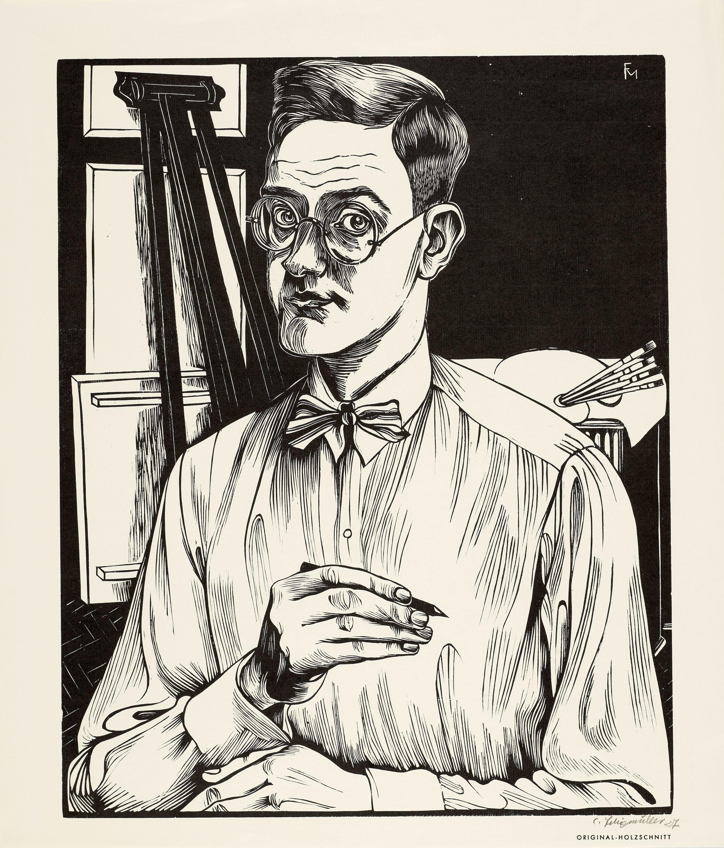 Conrad Felixmüller - Selbstbildnis mit Zeichenstift