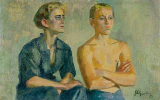 Conrad Felixmüller - „Zwei junge Arbeiter“.