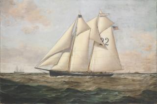 Conrad Freitag - The pilot boat Washington #22 with steamships and a clipper ship in the distance