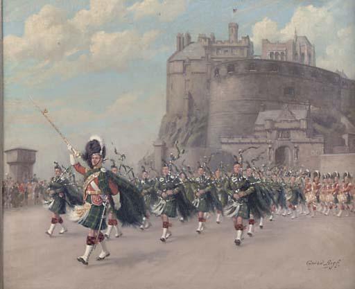 Conrad Leigh - Parade of the band of the Gordon Highlanders, before Edinburgh Castle