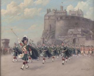 Conrad Leigh - Parade of the band of the Gordon Highlanders, before Edinburgh Castle