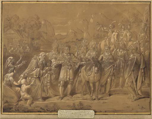 Conrad Martin Metz - The Emperor Charles II bringing Pietro Morrone to Rome to become Pope Celestino V