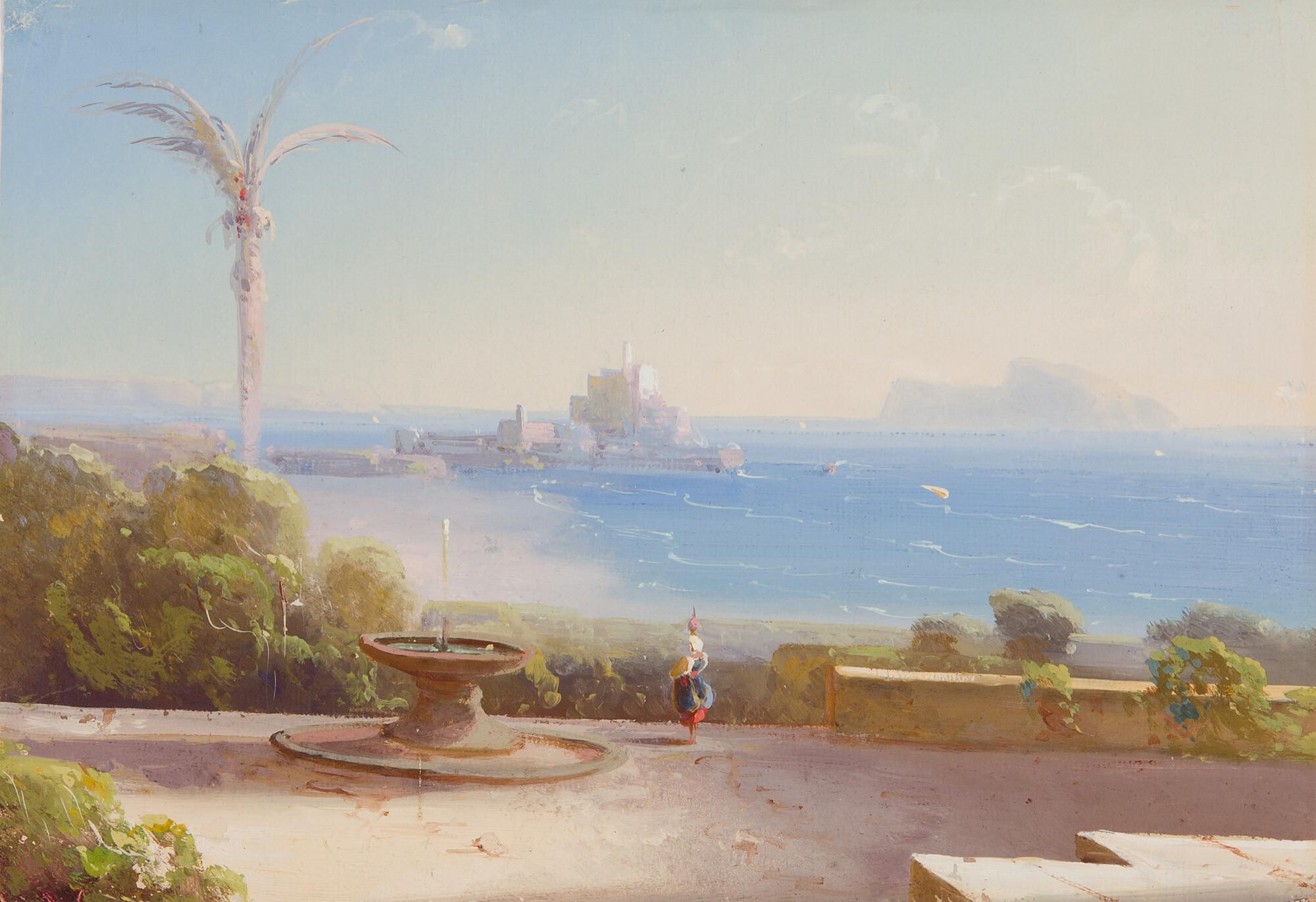 Conrad Peter Schreiber - 2 Bll.: Blick auf Pozzuoli – Portici mit Blick auf Ischia.