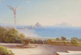 Conrad Peter Schreiber - 2 Bll.: Blick auf Pozzuoli – Portici mit Blick auf Ischia.