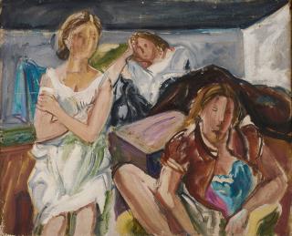 Conrad Westphal - Drei weibliche Figuren im Raum.