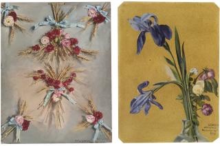 Conrad Wise Chapman - Two Works: Roses And Irises And Bundles Of Wheat