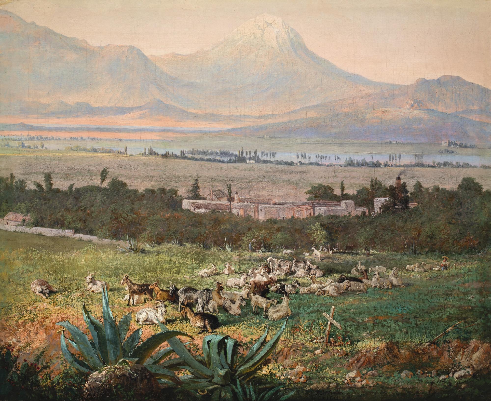 Conrad Wise Chapman - Vista Del Valle De México Con Hacienda Y Volcán