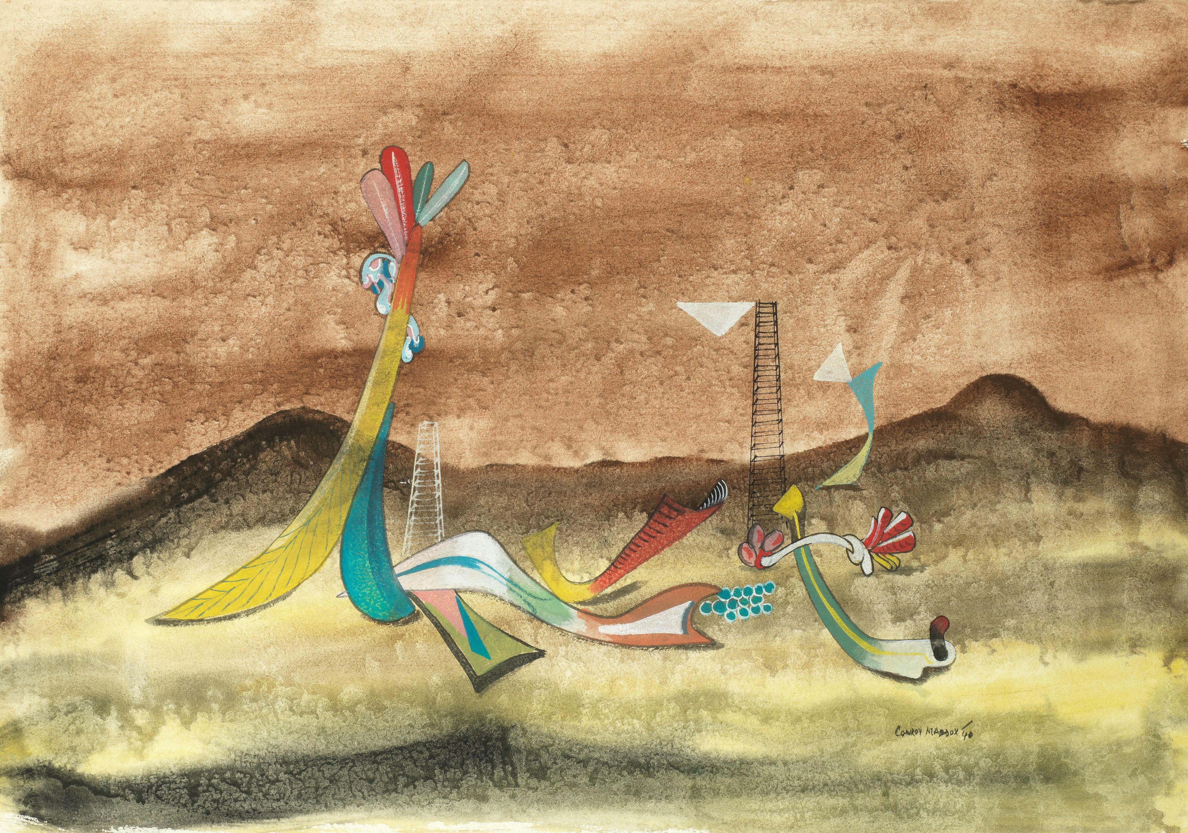 Conroy Maddox - Objects in a Landscape