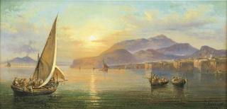 Consalvo Carelli - Barche E Pescatori Nel Golfo Di Napoli