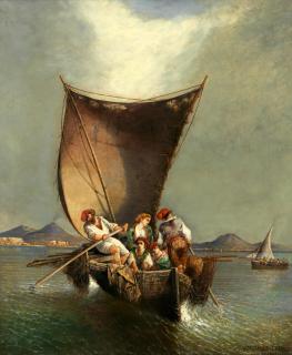 Consalvo Carelli - Fisherfolk In The Bay Of Naples