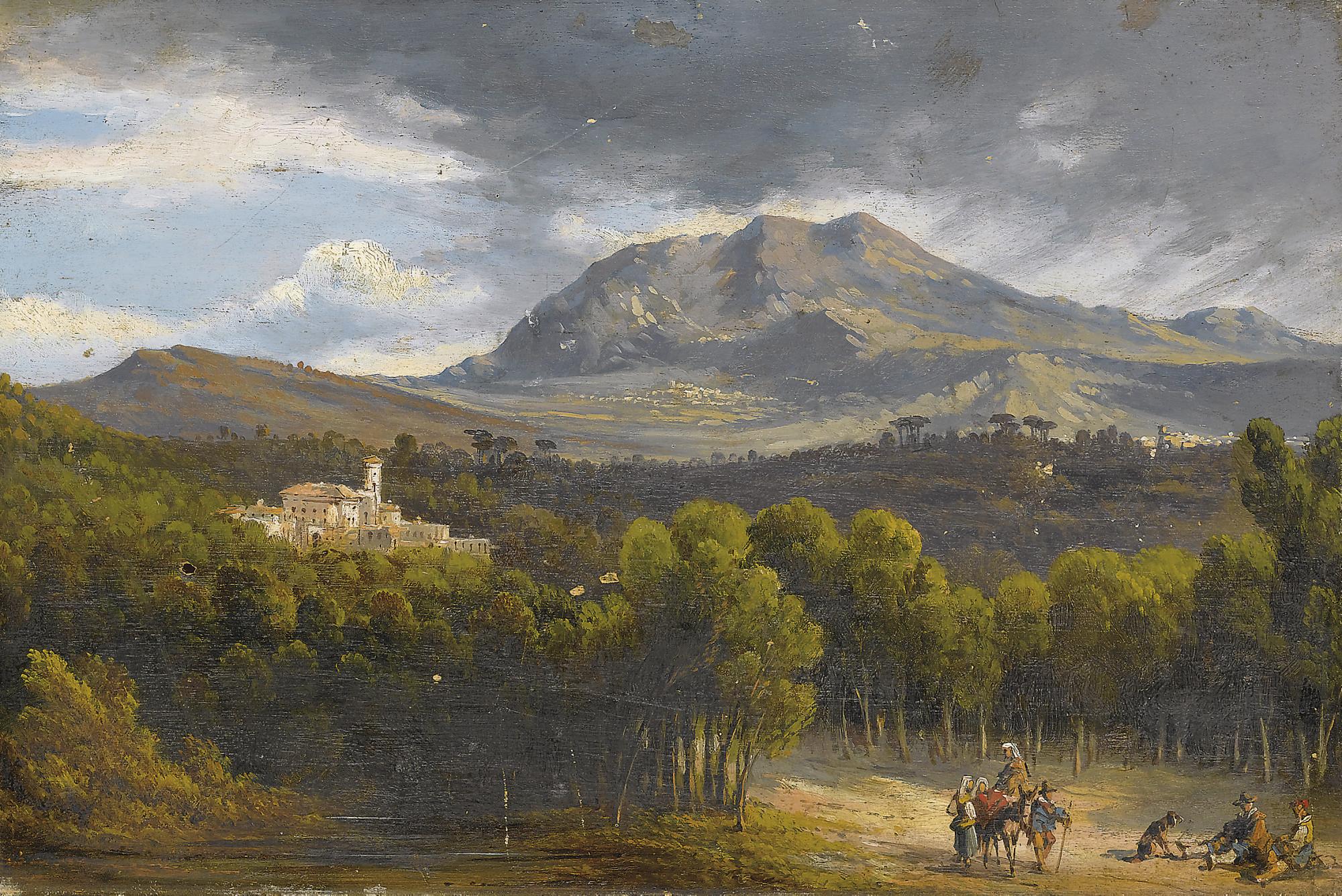 Consalvo Carelli - Veduta del Santuario di Montevergine dalla strada per Avellino