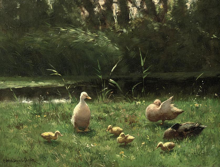 Constant Artz - Ducks in a sunlit meadow
