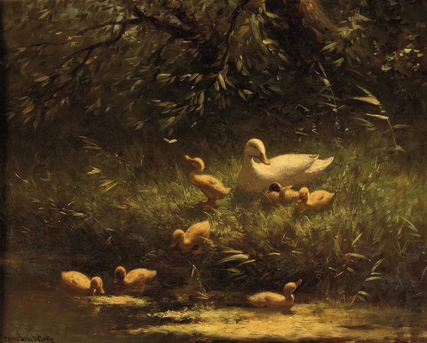 Constant Artz - Mother duck and her ducklings
