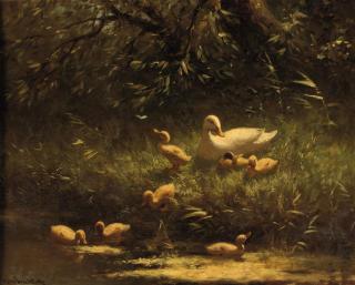 Constant Artz - Mother duck and her ducklings