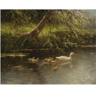 Constant David Ludovic Artz - Ducklings On The Water