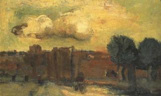 Constant Permeke - Landscape with a man on a bicycle