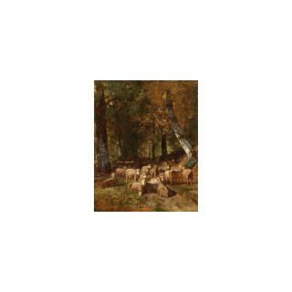 Constant Troyon - A Shepherd And His Sheep At Rest