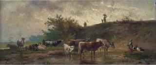 Constant Troyon - Herders watering their cattle