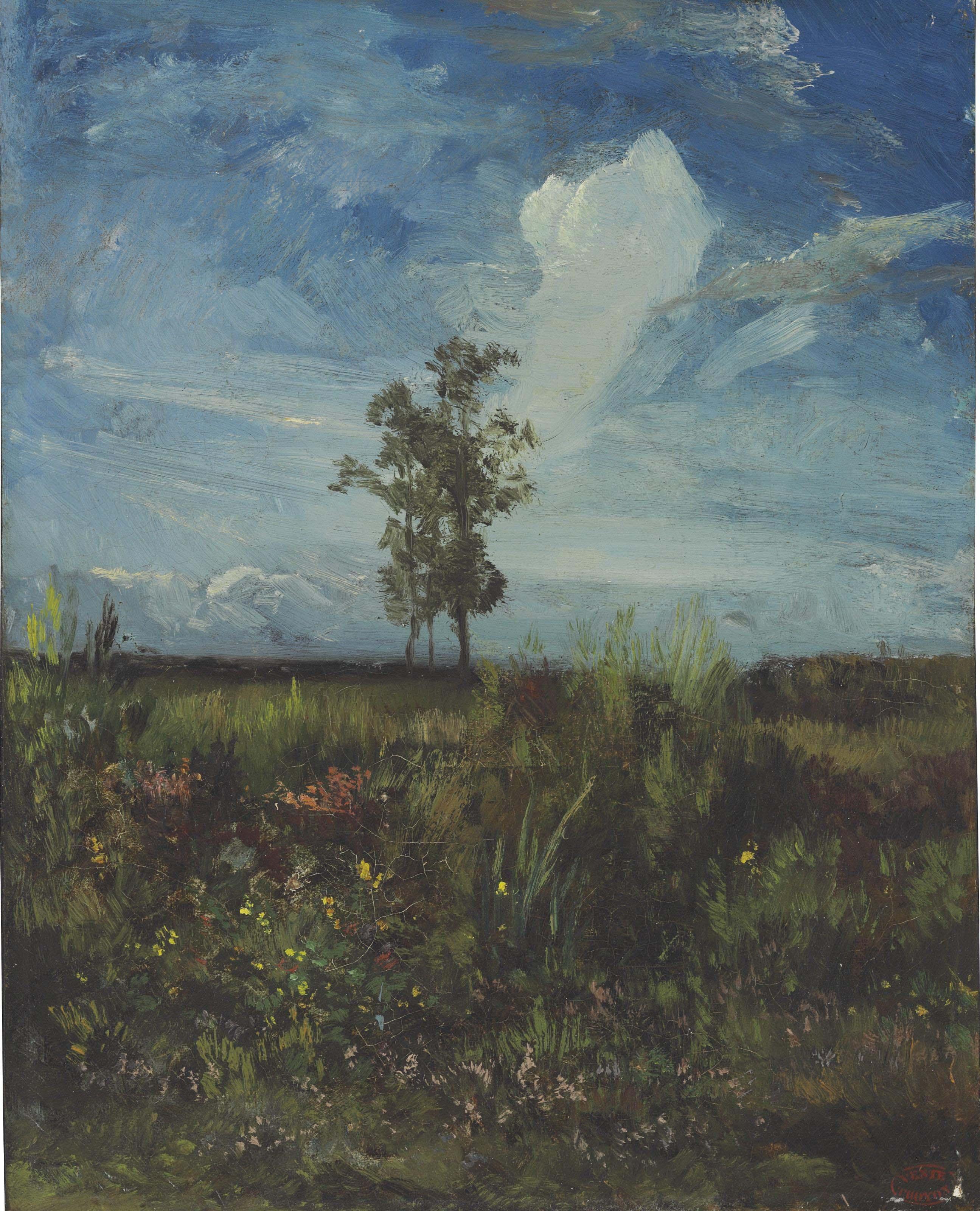 Constant Troyon - Paysage; Étude De Bruyères Et De Genêts