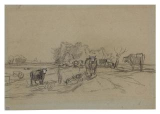 Constant Troyon - Troupeau De Vaches Dans Un Pré