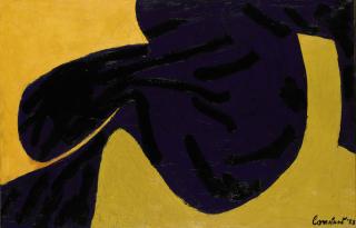 Constant - Paarse vorm op geel fond