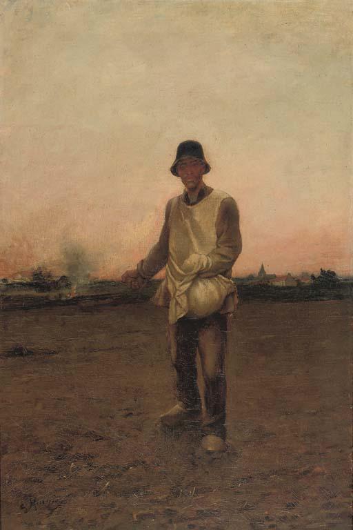 Constantin Emile Meunier - Sowing Seed At Dusk