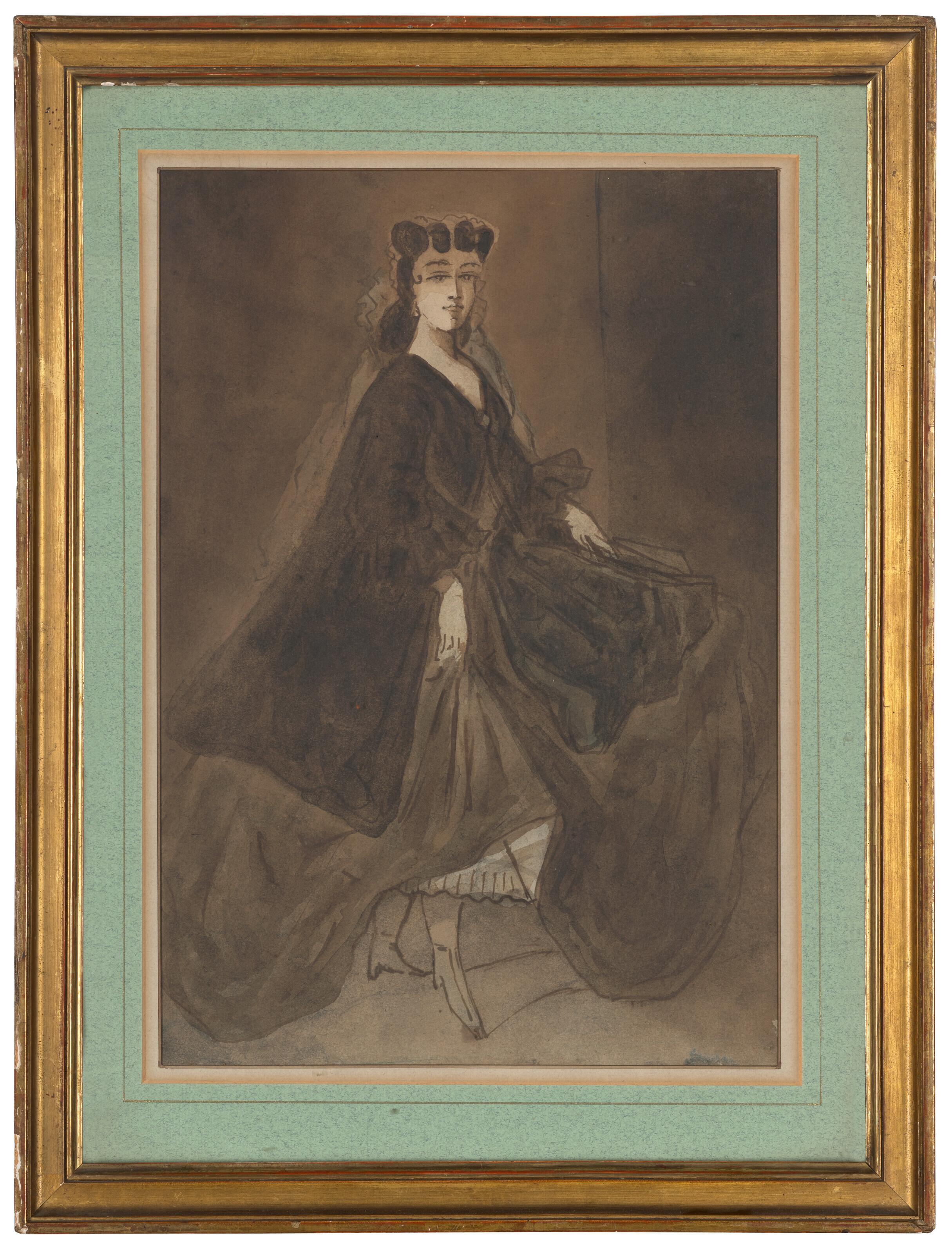 Constantin-Ernest-Adolphe-Hyacinthe Guys - Portrait of an elegant woman, full-length