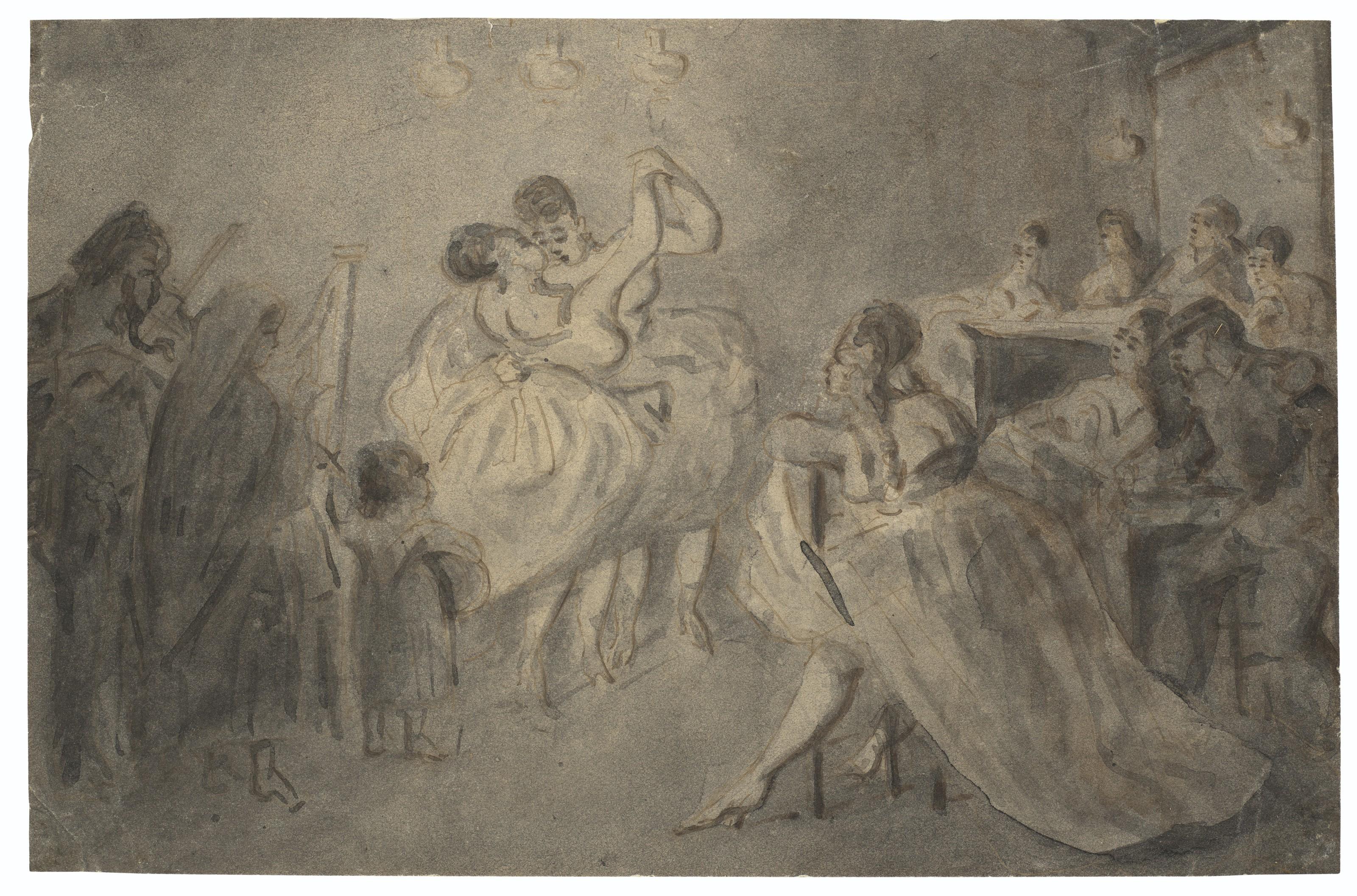 Constantin-Ernest-Adolphe-Hyacinthe Guys - Women dancing in an interior