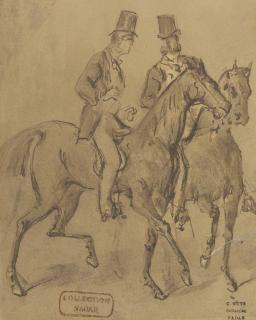 Constantin Guys - Conversation à cheval