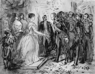 Constantin Guys - Queen Isabella Of Spain Receiving Military Officers