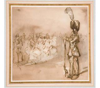 Constantin Guys - Un Tambour-Major Devant Des Musiciens Militaires