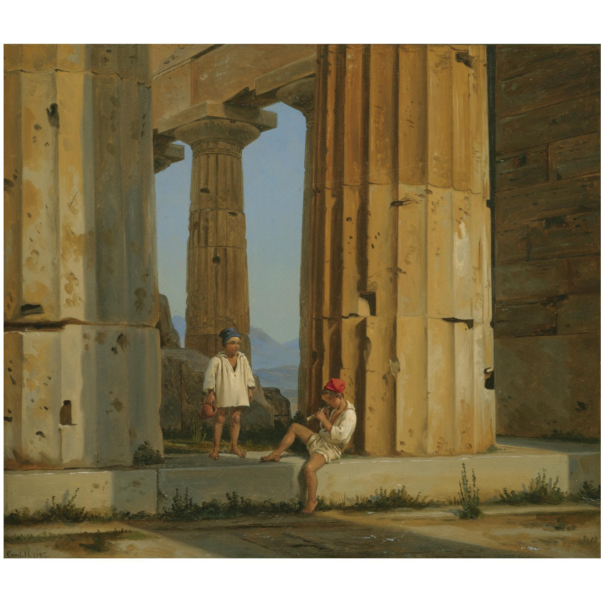 Constantin Hansen - Danish Neptuns Tempel Ved Pestum (The Temple Of Poseidon, Paestum)