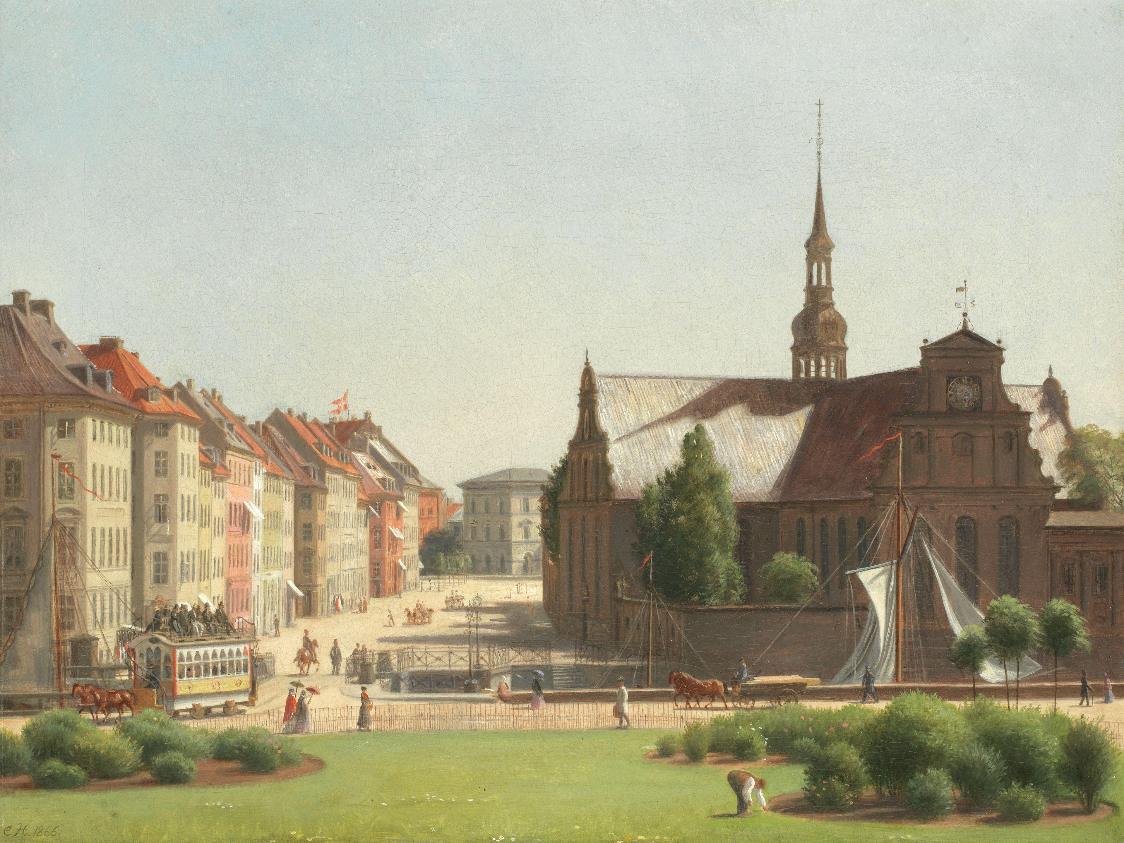 Constantin Hansen - View Of Holmes Kirke Across Slotsplads From Christiansborg