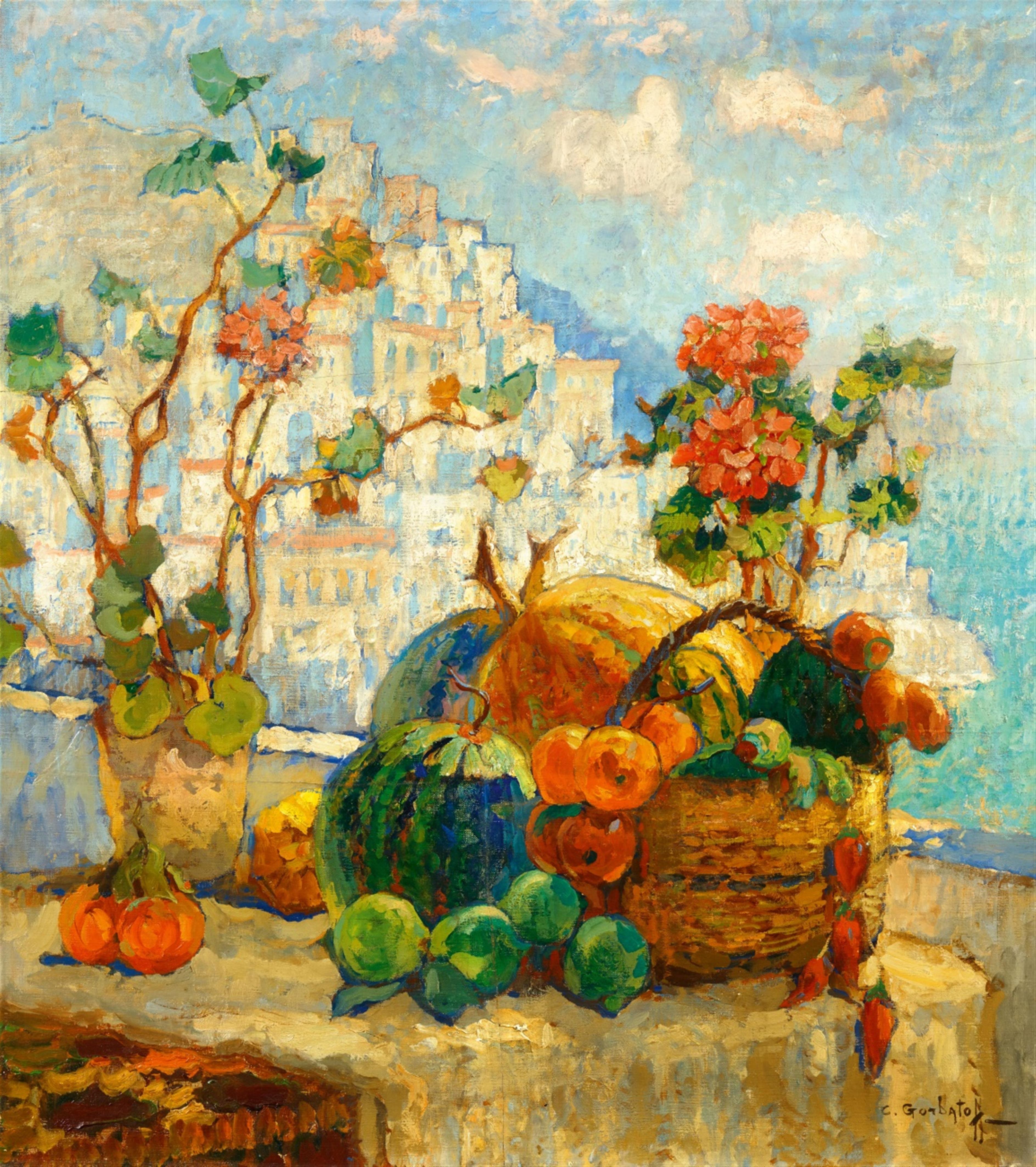 Constantin Ivanovitch Gorbatoff - Häuser im Gegenlicht- Stillleben vor Capri