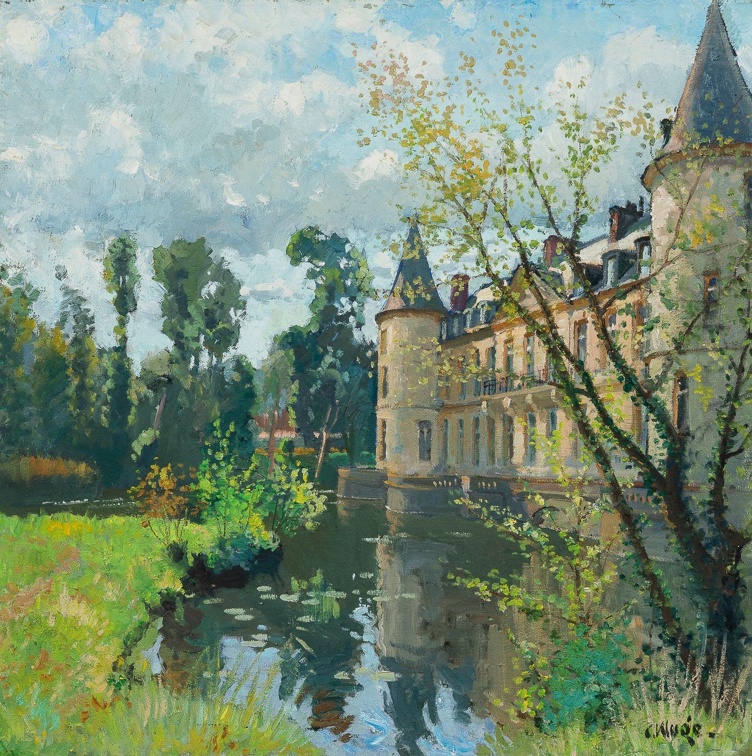 Constantin Kluge - Le Château d\'Ermenonville 39 1/4 x 39 1/4 in. (99.5 x 99.5 cm) framed 46 1/2 x 46 1/2 x 2 1/4 in.